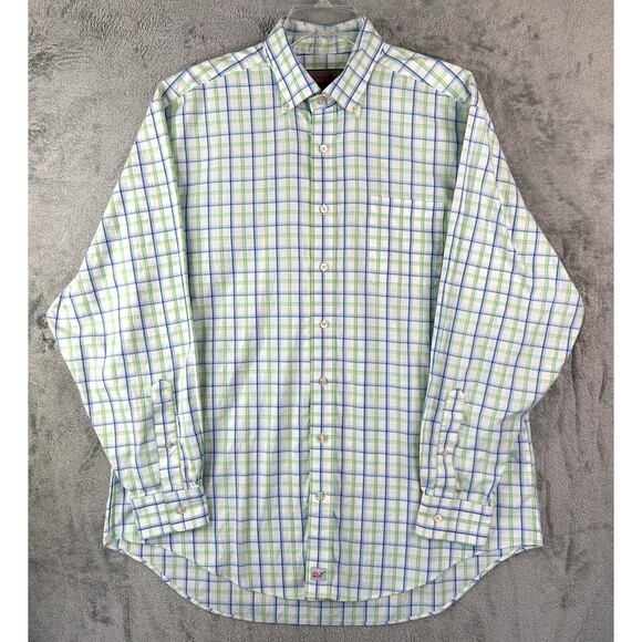 Vineyard Vines Murray Shirt Men's L Plaid Long Sleeve Button Down Blue Green - Picture 1 of 9